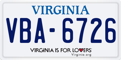 VA license plate VBA6726