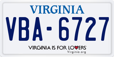 VA license plate VBA6727