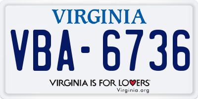 VA license plate VBA6736
