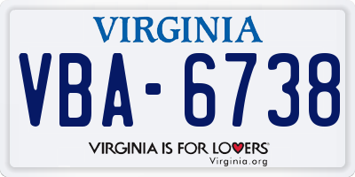 VA license plate VBA6738