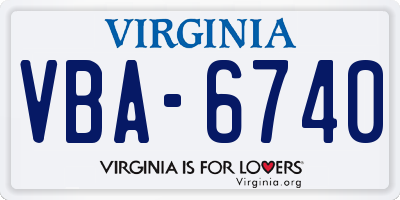 VA license plate VBA6740