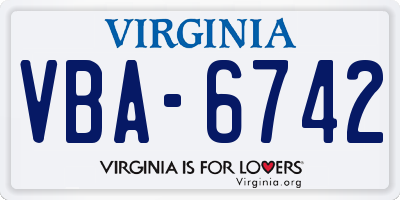VA license plate VBA6742
