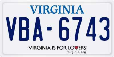 VA license plate VBA6743