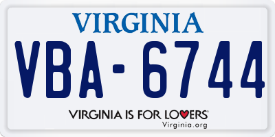VA license plate VBA6744