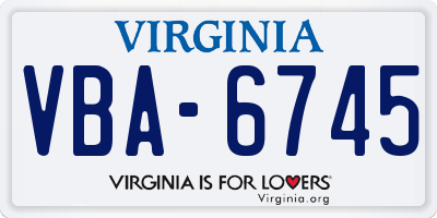VA license plate VBA6745
