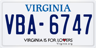 VA license plate VBA6747