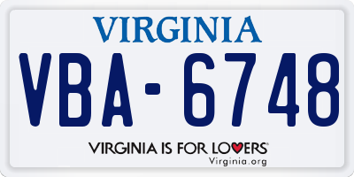 VA license plate VBA6748