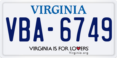 VA license plate VBA6749