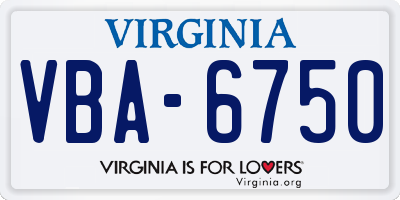 VA license plate VBA6750