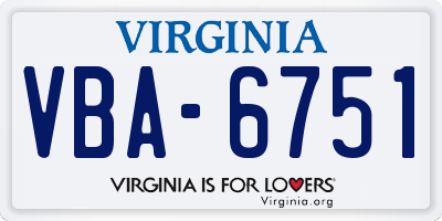 VA license plate VBA6751