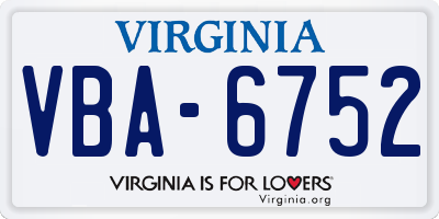 VA license plate VBA6752