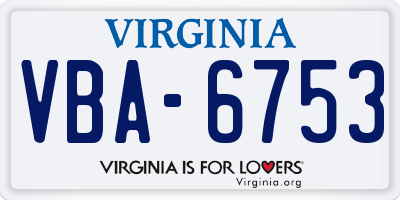 VA license plate VBA6753
