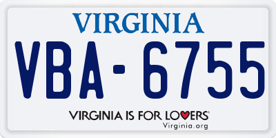 VA license plate VBA6755