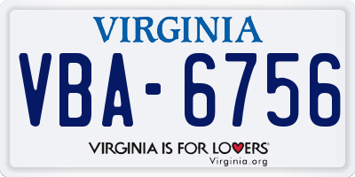 VA license plate VBA6756