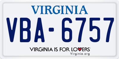 VA license plate VBA6757