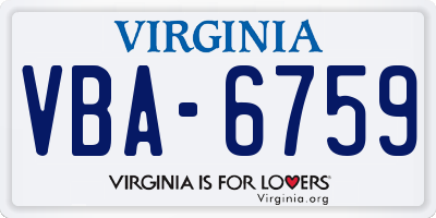 VA license plate VBA6759