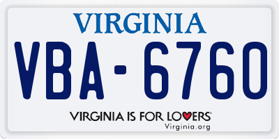VA license plate VBA6760