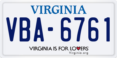 VA license plate VBA6761