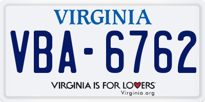 VA license plate VBA6762