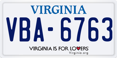 VA license plate VBA6763