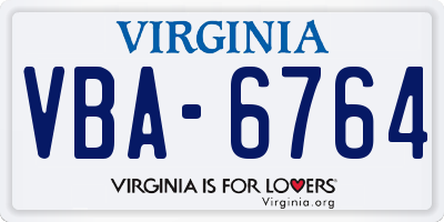 VA license plate VBA6764