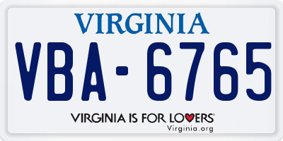 VA license plate VBA6765