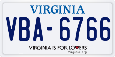 VA license plate VBA6766