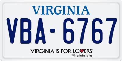 VA license plate VBA6767