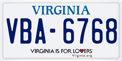 VA license plate VBA6768