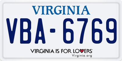VA license plate VBA6769