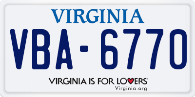 VA license plate VBA6770