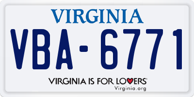 VA license plate VBA6771