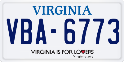 VA license plate VBA6773