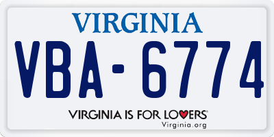 VA license plate VBA6774