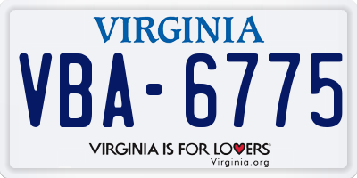 VA license plate VBA6775