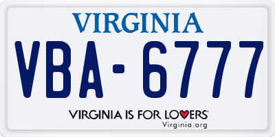 VA license plate VBA6777