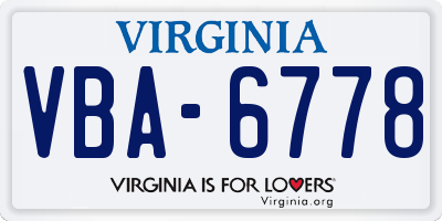VA license plate VBA6778
