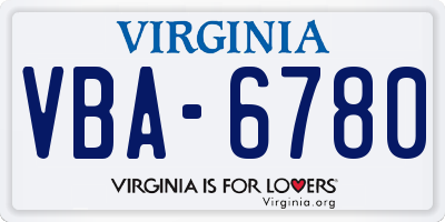 VA license plate VBA6780