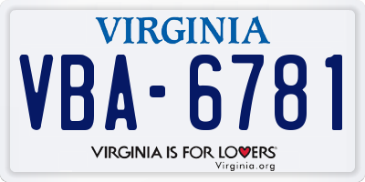 VA license plate VBA6781