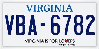 VA license plate VBA6782