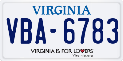 VA license plate VBA6783