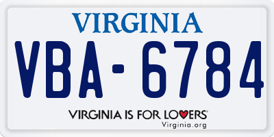 VA license plate VBA6784
