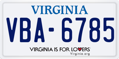 VA license plate VBA6785
