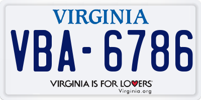 VA license plate VBA6786