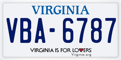 VA license plate VBA6787