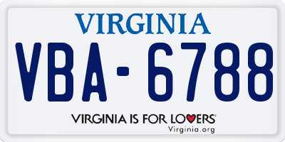 VA license plate VBA6788