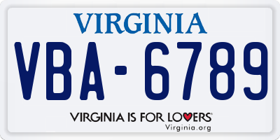 VA license plate VBA6789