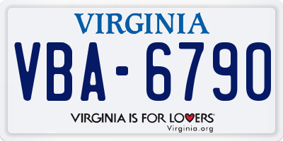 VA license plate VBA6790