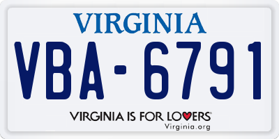VA license plate VBA6791