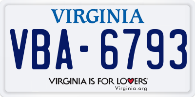 VA license plate VBA6793